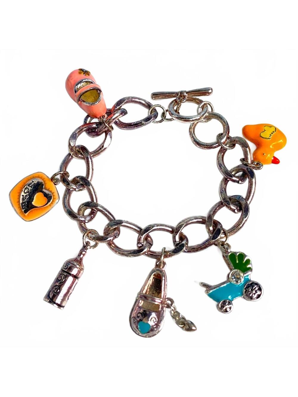Vintage Brighton Baby Love Charm Bracelet Silver Tone